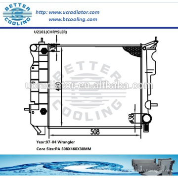 Radiador de automóvel para Chrysler Wrangler 97-04 OEM: 55037653AB